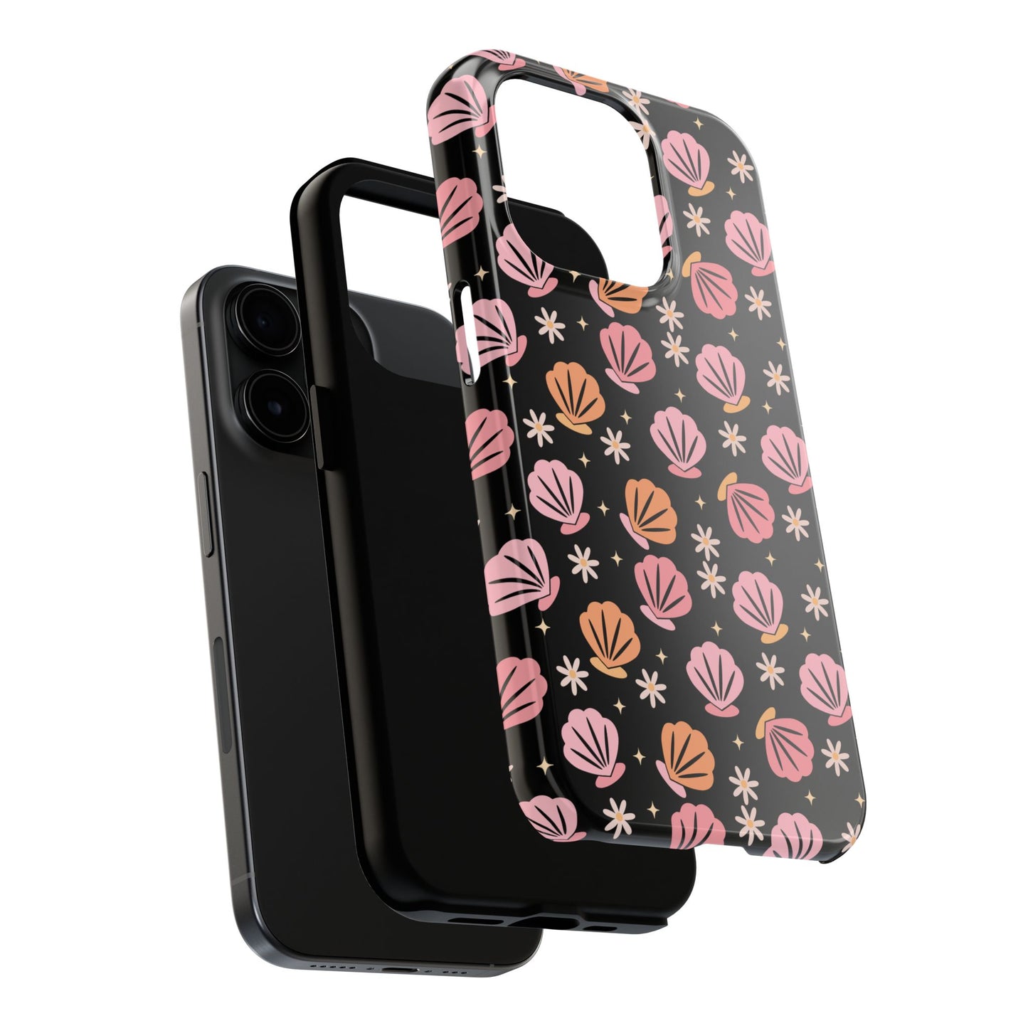 Floral Tough Phone Cases for Trendy Protection, Shell Pattern Phone Cover, Vibrant Floral Case, Girly Gift, Cute Tech Accessories