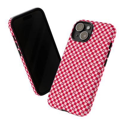 Red Checkerboard Heart Phone Case