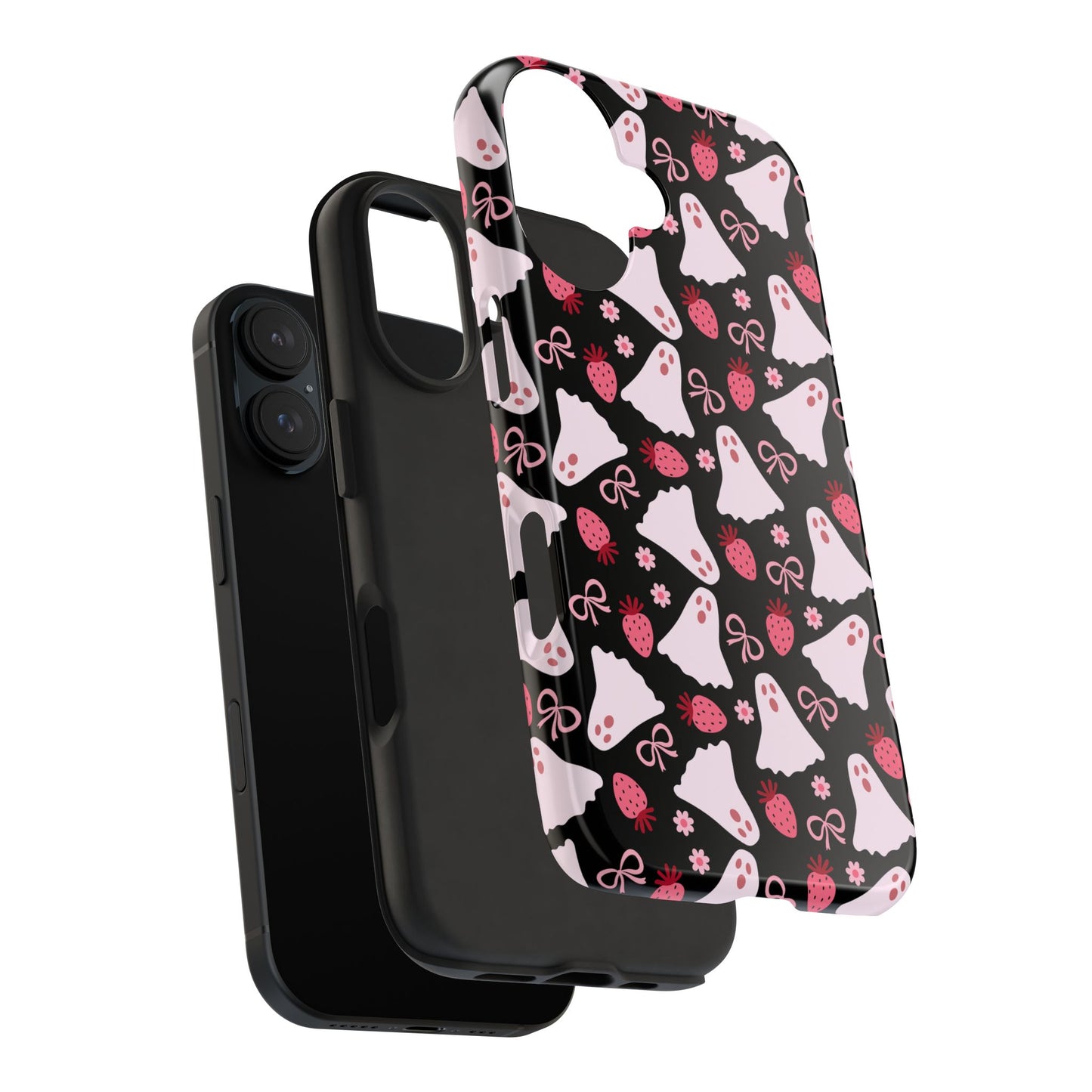Cute Ghosts and Strawberries Phone Case | Tough Phone Cases, Halloween Accessories, Unique Gift Ideas, Spooky Aesthetic, Everyday Style