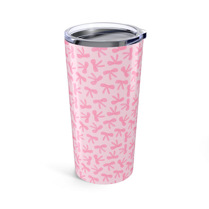 Chic Pink Bow Tumbler 20oz - Stylish Travel Mug, Gift for Her, Bridal Shower, Daily Use, Cute Drinks On-the-Go