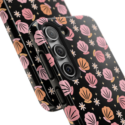 Floral Tough Phone Cases for Trendy Protection, Shell Pattern Phone Cover, Vibrant Floral Case, Girly Gift, Cute Tech Accessories