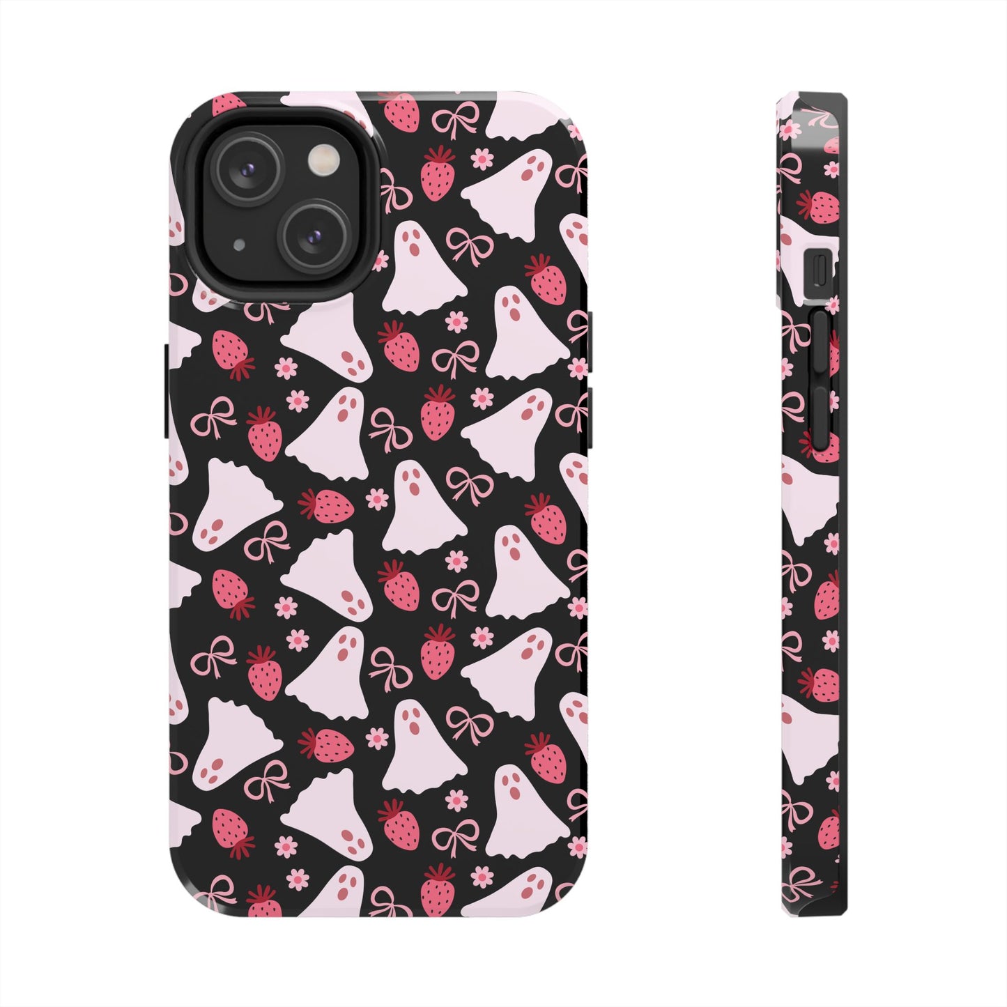Cute Ghosts and Strawberries Phone Case | Tough Phone Cases, Halloween Accessories, Unique Gift Ideas, Spooky Aesthetic, Everyday Style