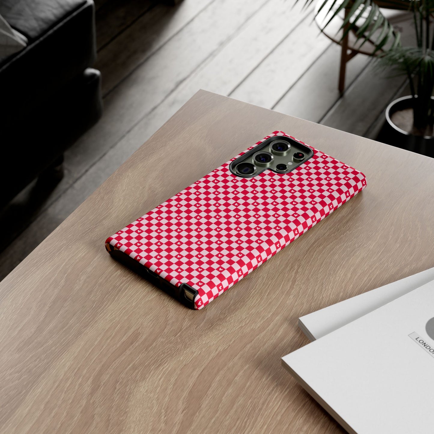 Red Checkerboard Heart Phone Case