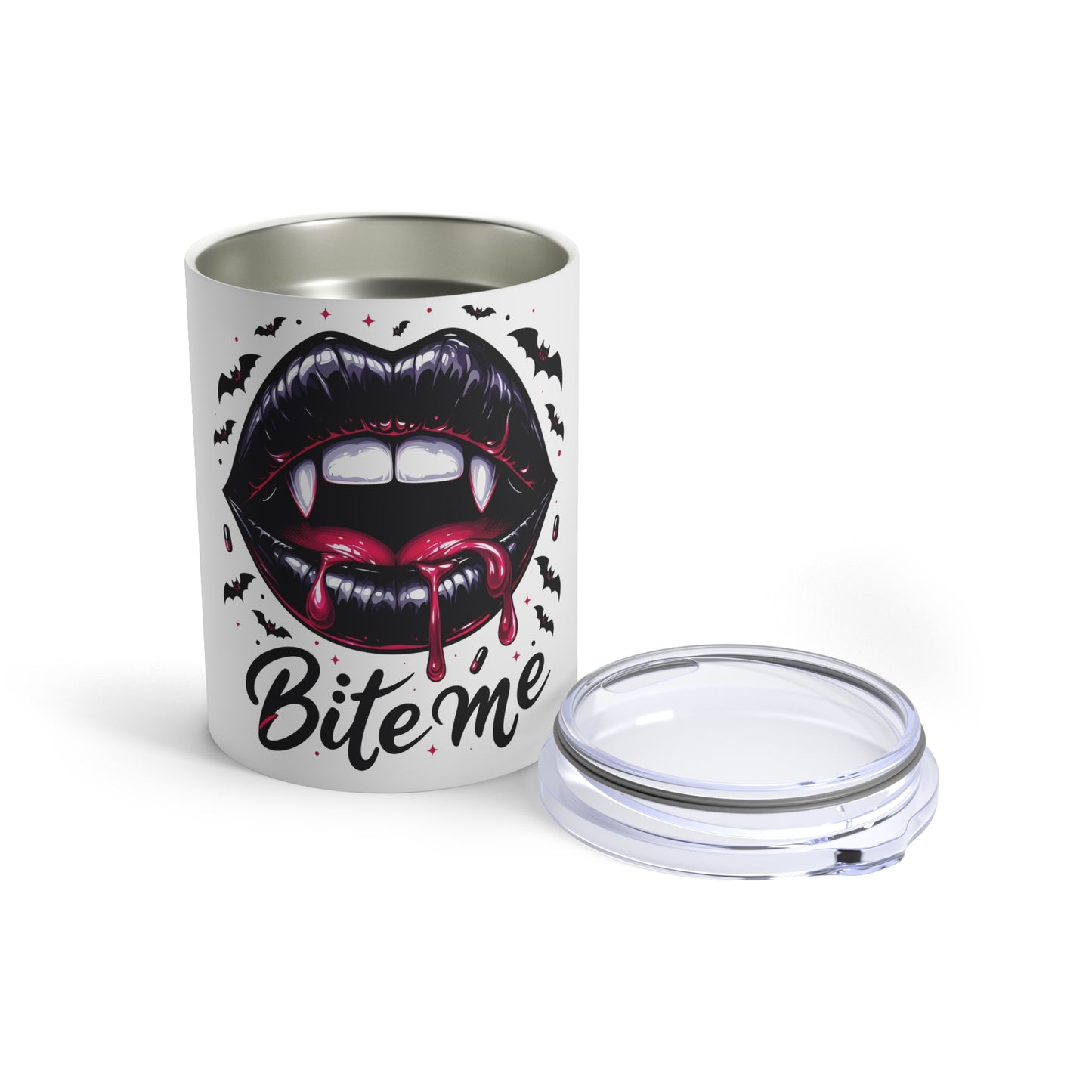 Vampire Kiss Stainless Steel Tumbler, Bite Me Drinkware, Halloween Gift, Gothic Decor, Spooky Party Supplies, Blood Drip Mug