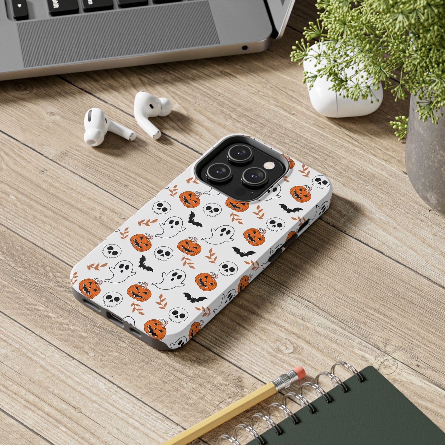 Halloween Themed Tough Phone Cases, Spooky Ghosts & Skulls, Perfect for Fall Decor, Unique Gift for Halloween Lovers, Fun Pumpkin Design