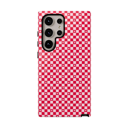 Red Checkerboard Heart Phone Case