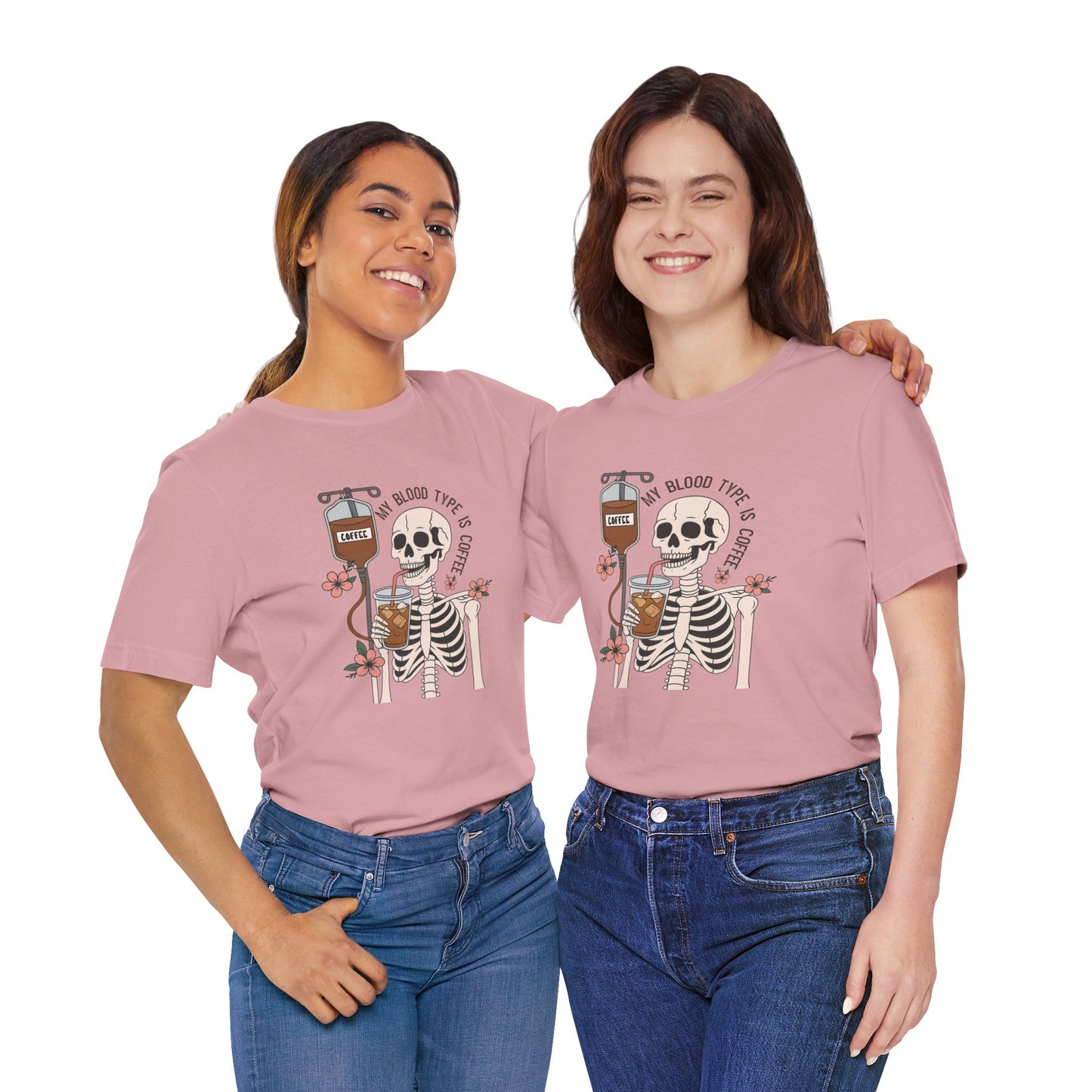 Coffee Lover's Skeleton Tee - Unisex Short Sleeve Shirt, Ideal Gift for Coffee Addicts, Fun Halloween Apparel, Quirky Coffee Shirt