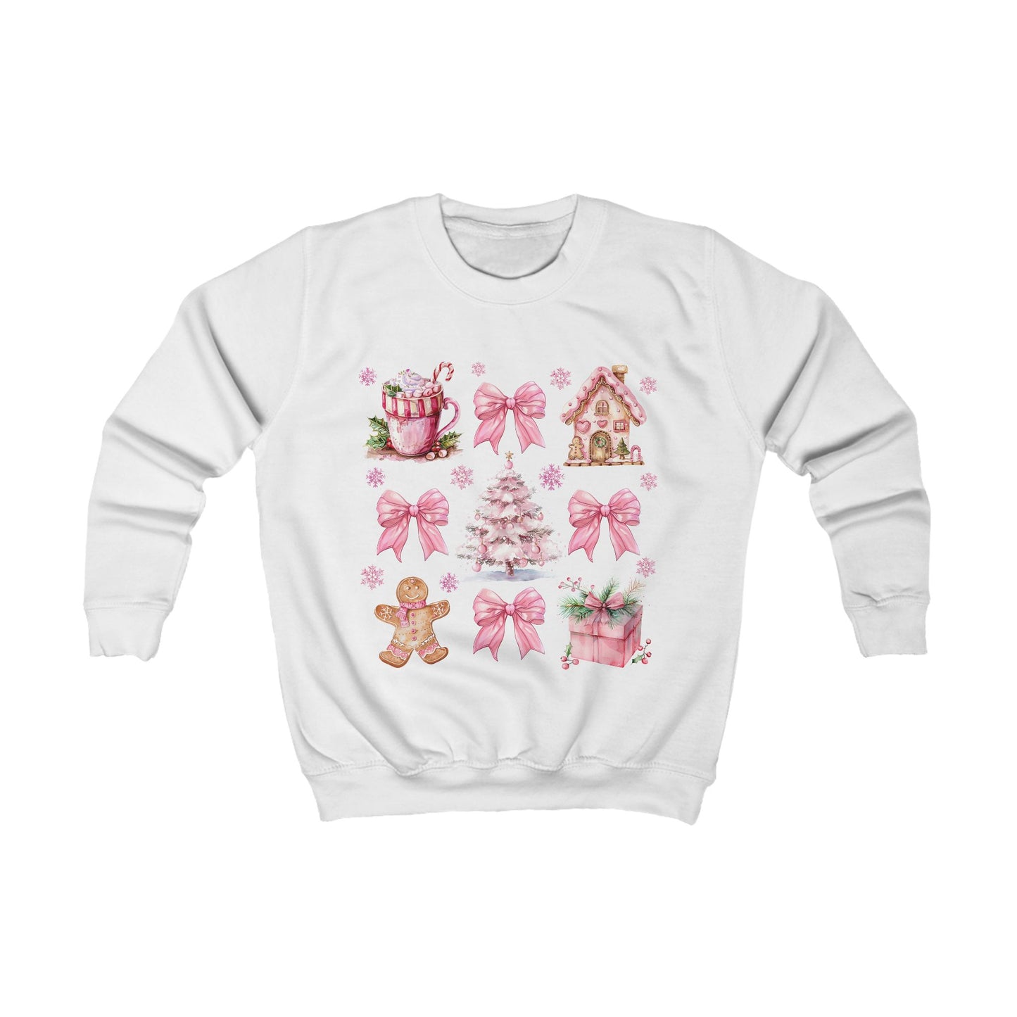 Pink Christmas Coquette Kids Sweatshirt