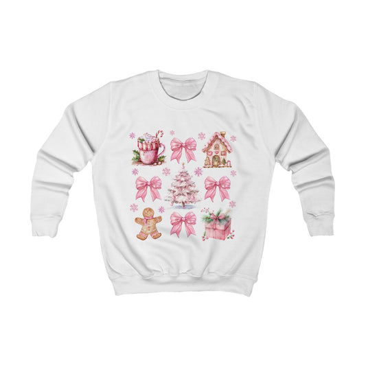 Pink Christmas Coquette Kids Sweatshirt