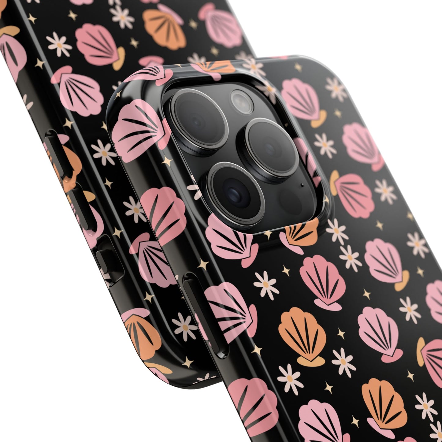 Floral Tough Phone Cases for Trendy Protection, Shell Pattern Phone Cover, Vibrant Floral Case, Girly Gift, Cute Tech Accessories