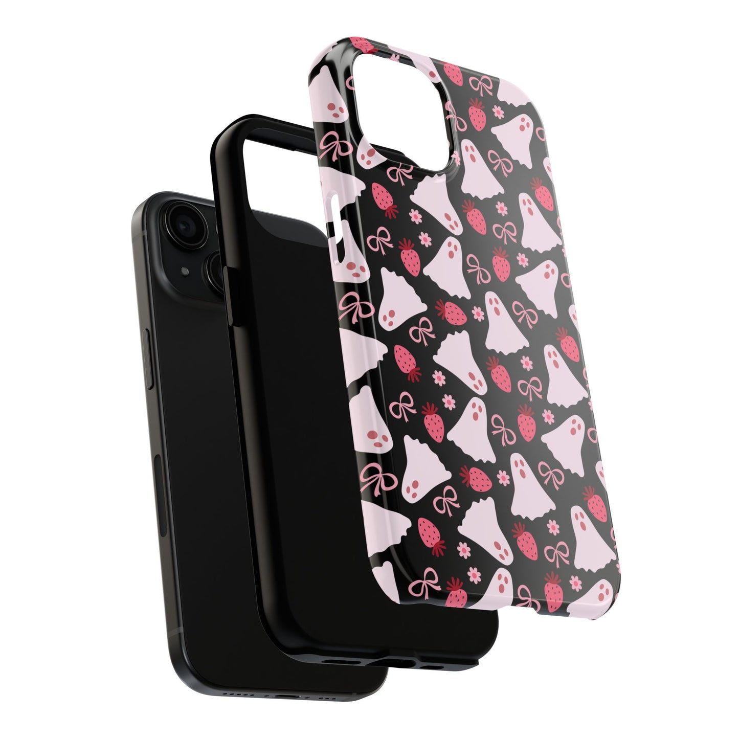 Cute Ghosts and Strawberries Phone Case | Tough Phone Cases, Halloween Accessories, Unique Gift Ideas, Spooky Aesthetic, Everyday Style