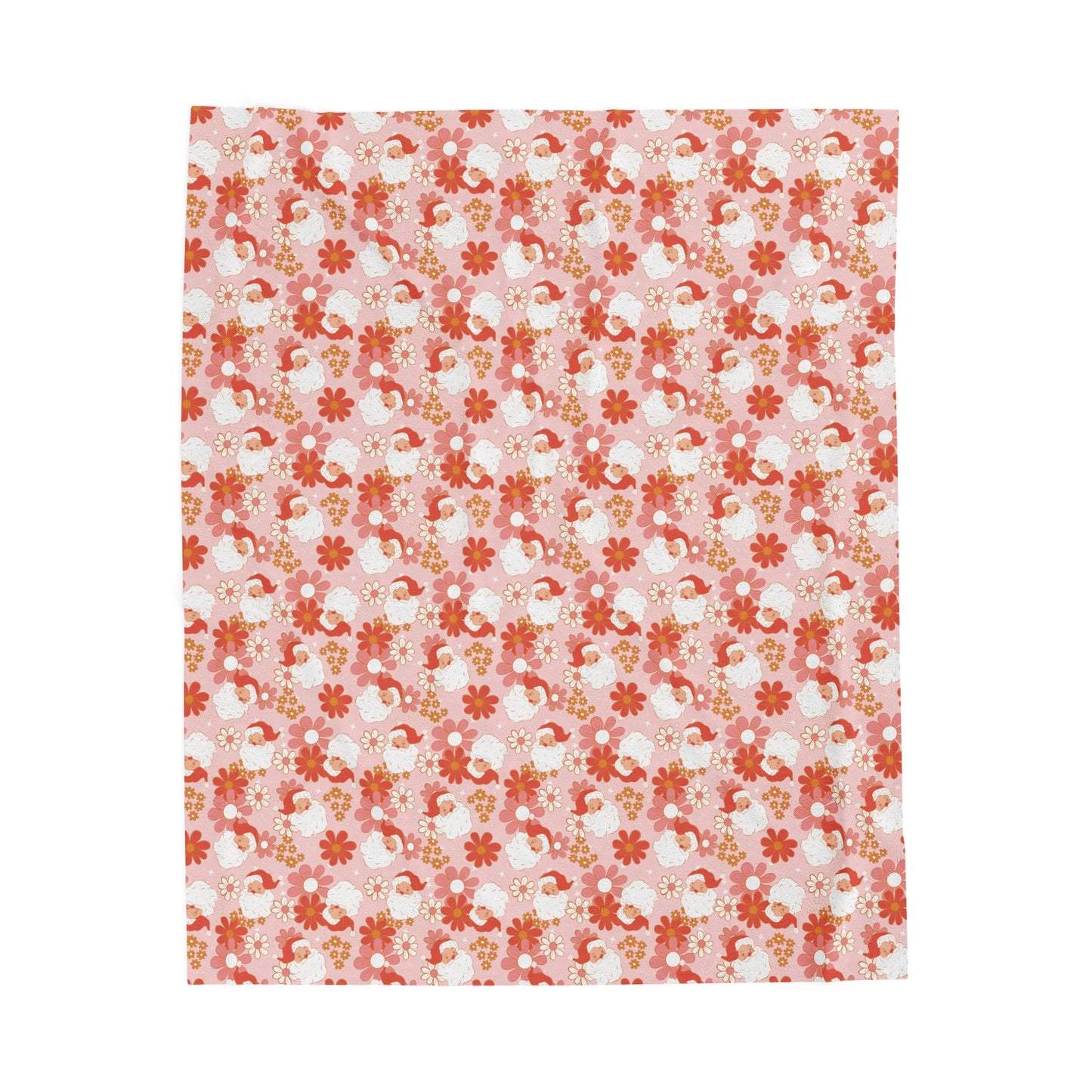 Cozy Retro Santa Floral Velveteen Blanket | Soft Plush Throw for Home