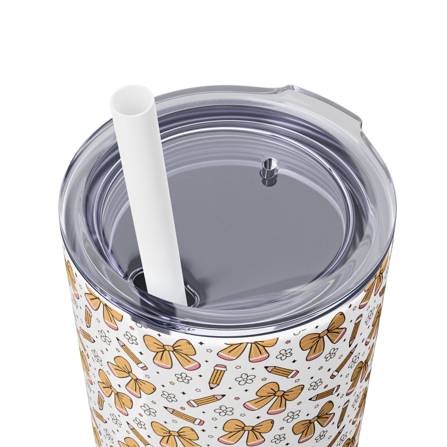 Butterfly Pattern Skinny Tumbler with Straw, Floral Travel Mug, Cute Drinkware, Summer Outing Accessory, Gift for Her