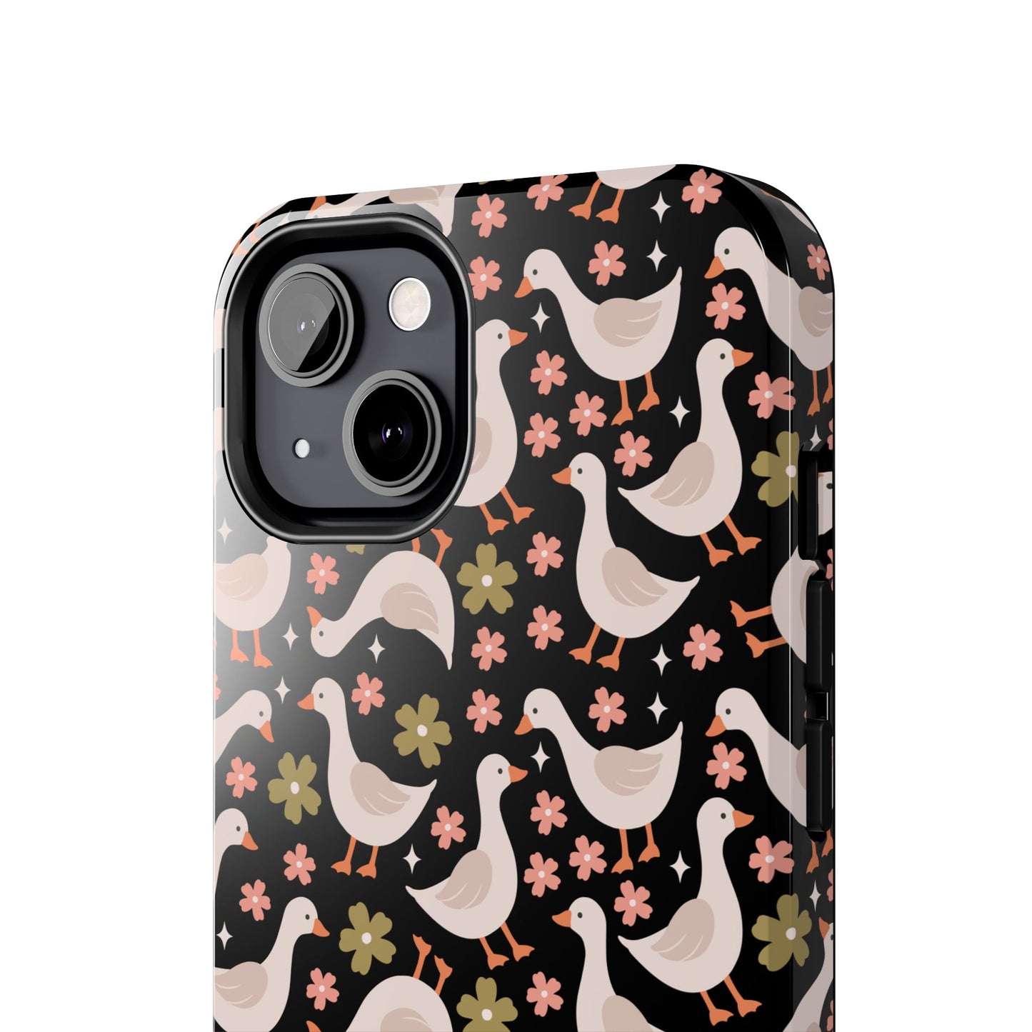 Cute Duck Pattern Phone Case, Stylish Tough Case, Gift for Duck Lovers, Floral Design, Unique Mobile Cover