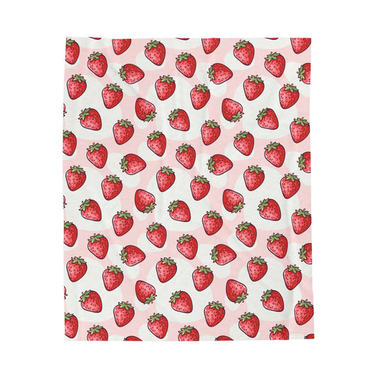 Velveteen Plush Blanket - Strawberry Delight