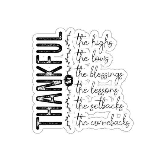 Thankful Vinyl Stickers, Water Resistant Die-Cut Stickers, Matte Finish, Indoor and Outdoor Use, Sticker Pack, Laptop Decals, Positive Vibes