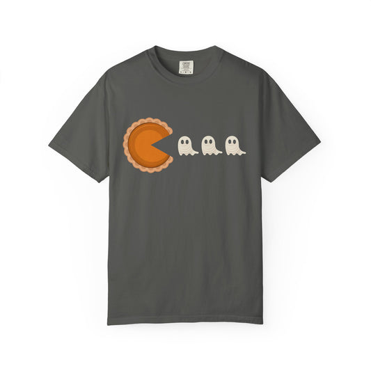 Pac-Man Pumpkin Pie Ghosts Unisex T-Shirt, Halloween Tee, Gamer Shirt, Fun Graphic Top, Gift for Gamers, Casual Wear