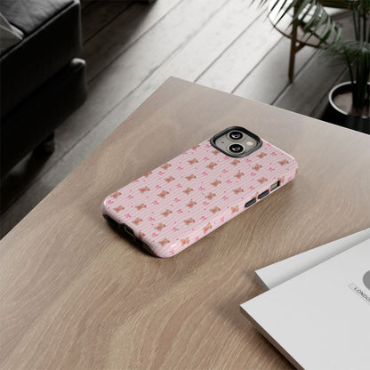 Cute Teddy Bear Pink Stripe Phone Case
