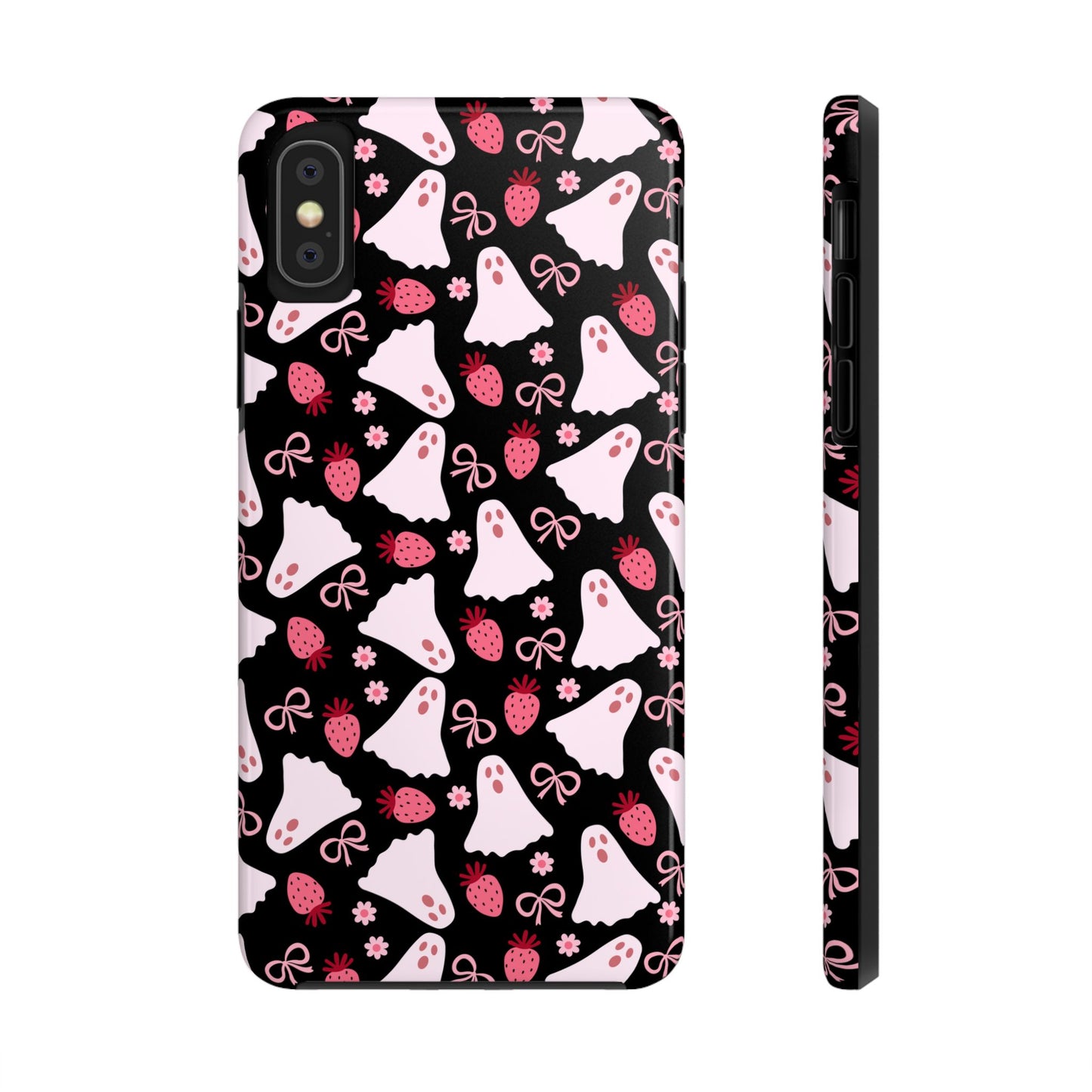 Cute Ghosts and Strawberries Phone Case | Tough Phone Cases, Halloween Accessories, Unique Gift Ideas, Spooky Aesthetic, Everyday Style