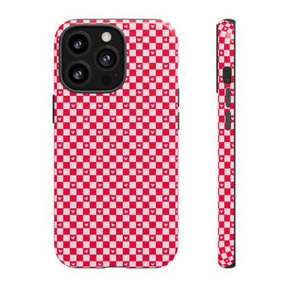 Red Checkerboard Heart Phone Case