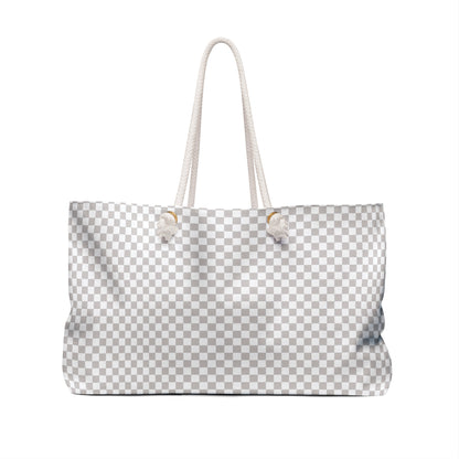 Gray and White Checkered Stylish Weekender Bag - Perfect for Travel and Getaways