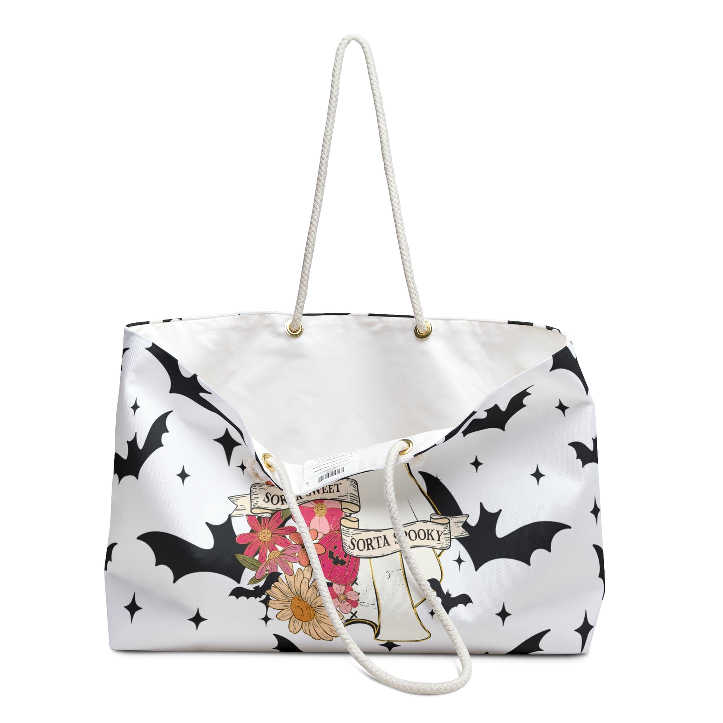 Spooky Floral Weekender Bag, Perfect for Travel, Ghost Lovers, Halloween Party, Urban Getaway, Stylish Tote