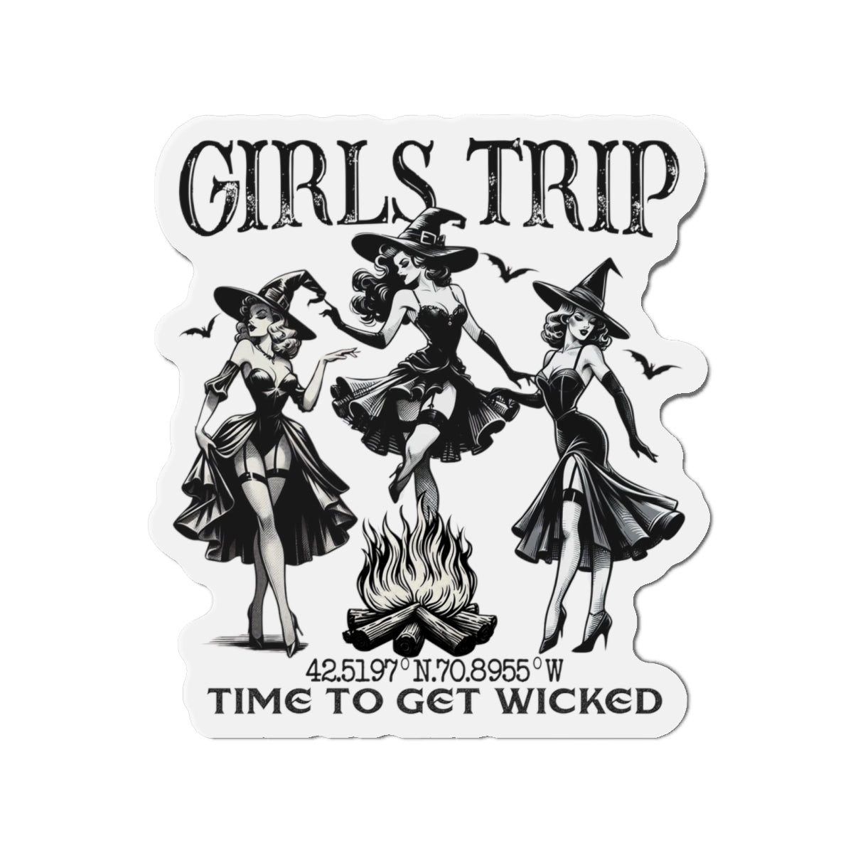 Girls Trip Die Cut Magnet - Salem Witches Halloween Decor, Kitchen Fridge Decor, Holiday Gift, Witchy Home Decor, Spooky Die-Cut Magnet