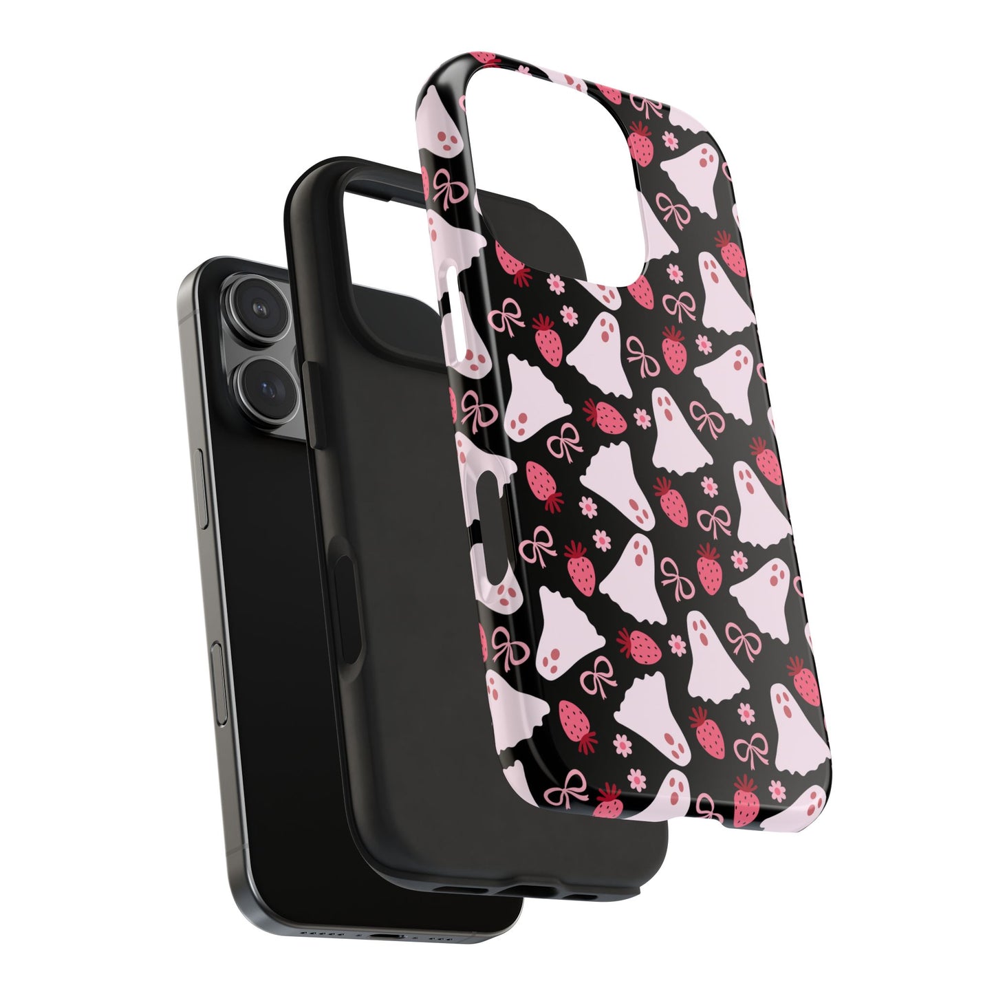 Cute Ghosts and Strawberries Phone Case | Tough Phone Cases, Halloween Accessories, Unique Gift Ideas, Spooky Aesthetic, Everyday Style