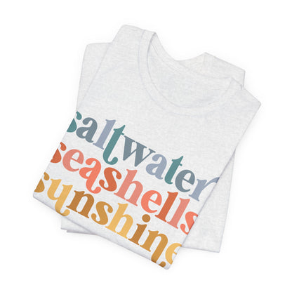 Coastal Vibes Unisex Jersey Tee - Saltwater Seashells Sunshine Design