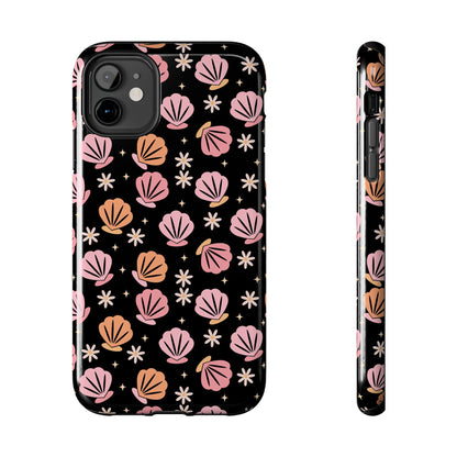 Floral Tough Phone Cases for Trendy Protection, Shell Pattern Phone Cover, Vibrant Floral Case, Girly Gift, Cute Tech Accessories