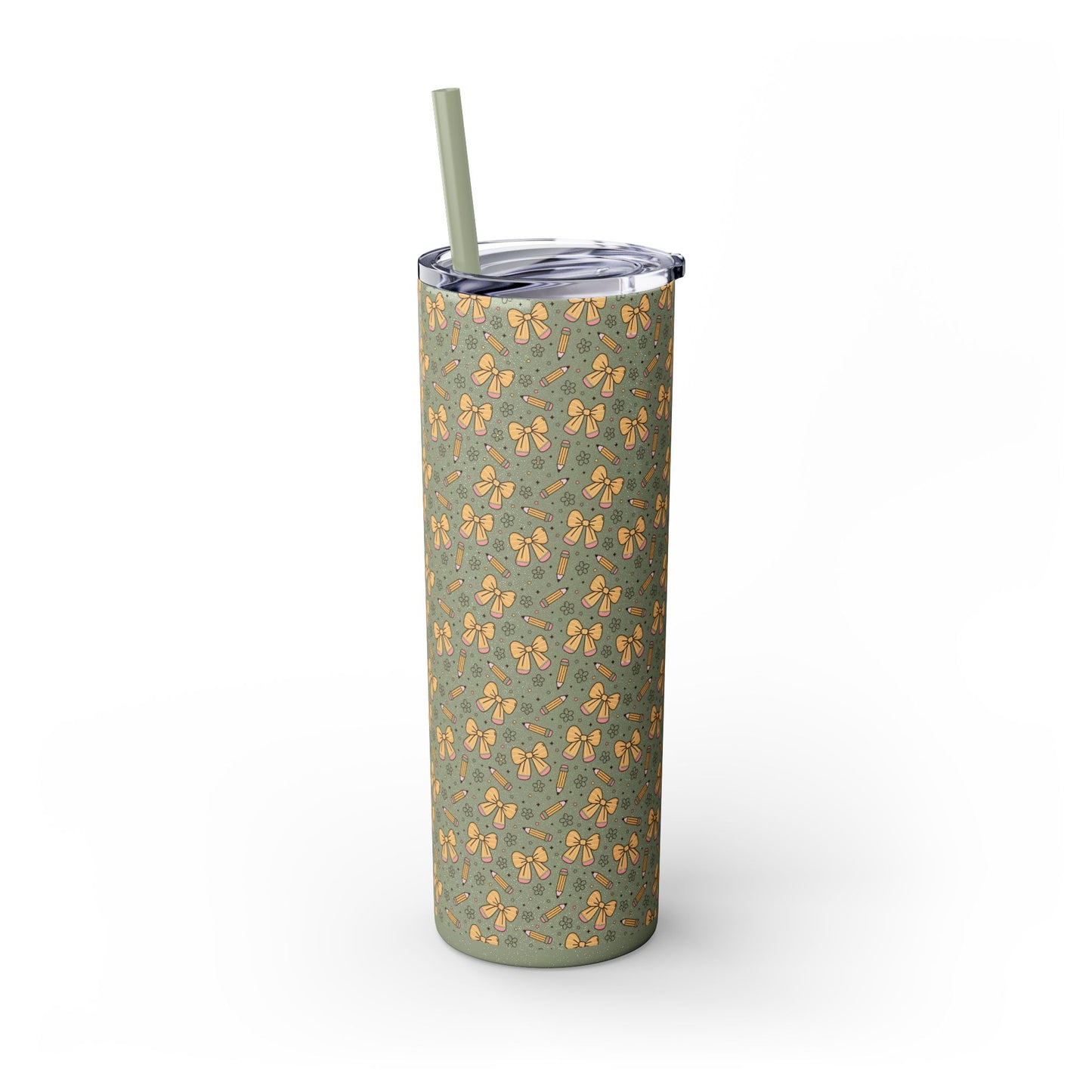 Butterfly Pattern Skinny Tumbler with Straw, Floral Travel Mug, Cute Drinkware, Summer Outing Accessory, Gift for Her