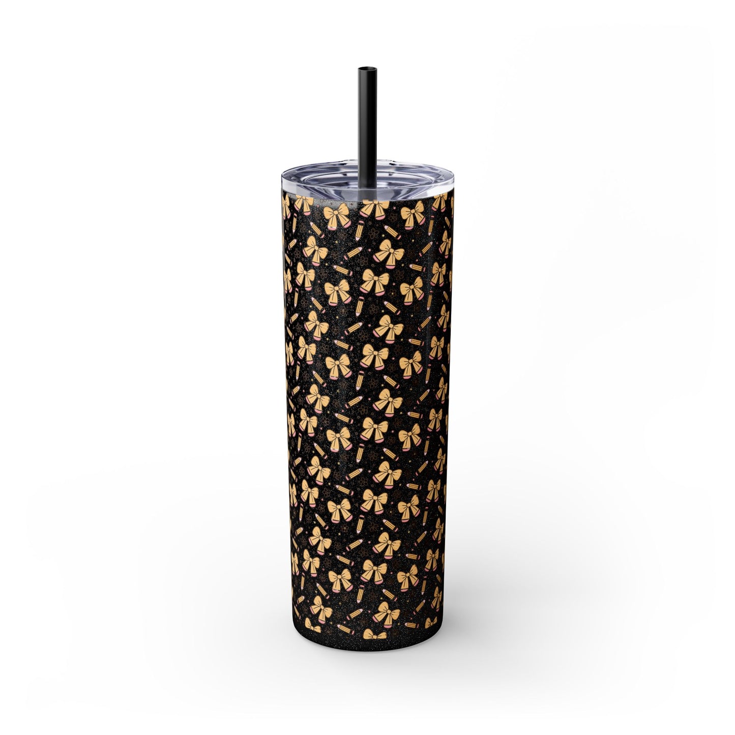 Butterfly Pattern Skinny Tumbler with Straw, Floral Travel Mug, Cute Drinkware, Summer Outing Accessory, Gift for Her