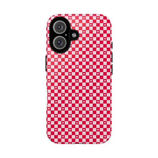Red Checkerboard Heart Phone Case