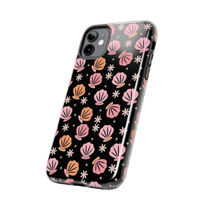 Floral Tough Phone Cases for Trendy Protection, Shell Pattern Phone Cover, Vibrant Floral Case, Girly Gift, Cute Tech Accessories