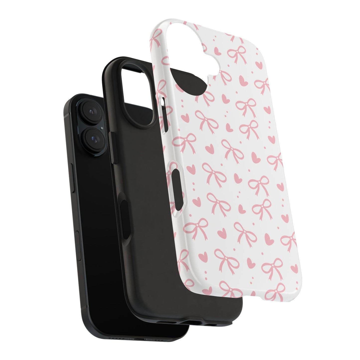 Love & Bows Tough Phone Cases for Girls, Cute Phone Cover, Valentine's Day Gift, Girly Accessories, Heart Pattern