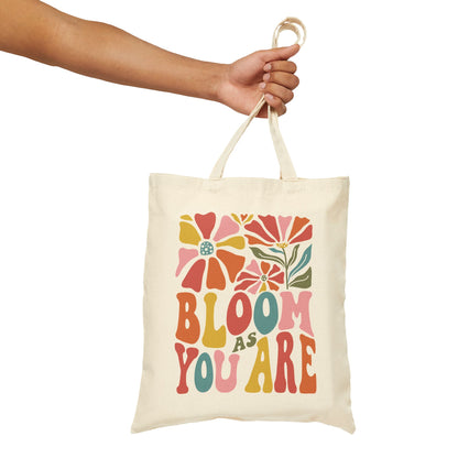 Bloom As You Are Tote Bag | Eco-Friendly Canvas Bag | Floral Shopping Tote | Gift for Nature Lovers | Every Day Use | Reusable Grocery Bag