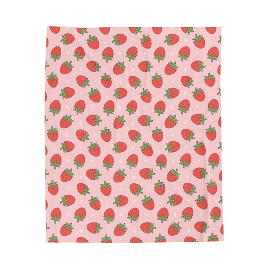 Velveteen Plush Blanket - Strawberry Fields Print