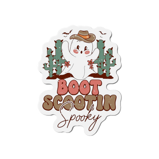 Die-Cut Magnets, Ghost Cowboy Boot Scootin Spooky Halloween Magnets, Fridge Decor, Halloween Party Decor, Spooky Season Gift, Halloween
