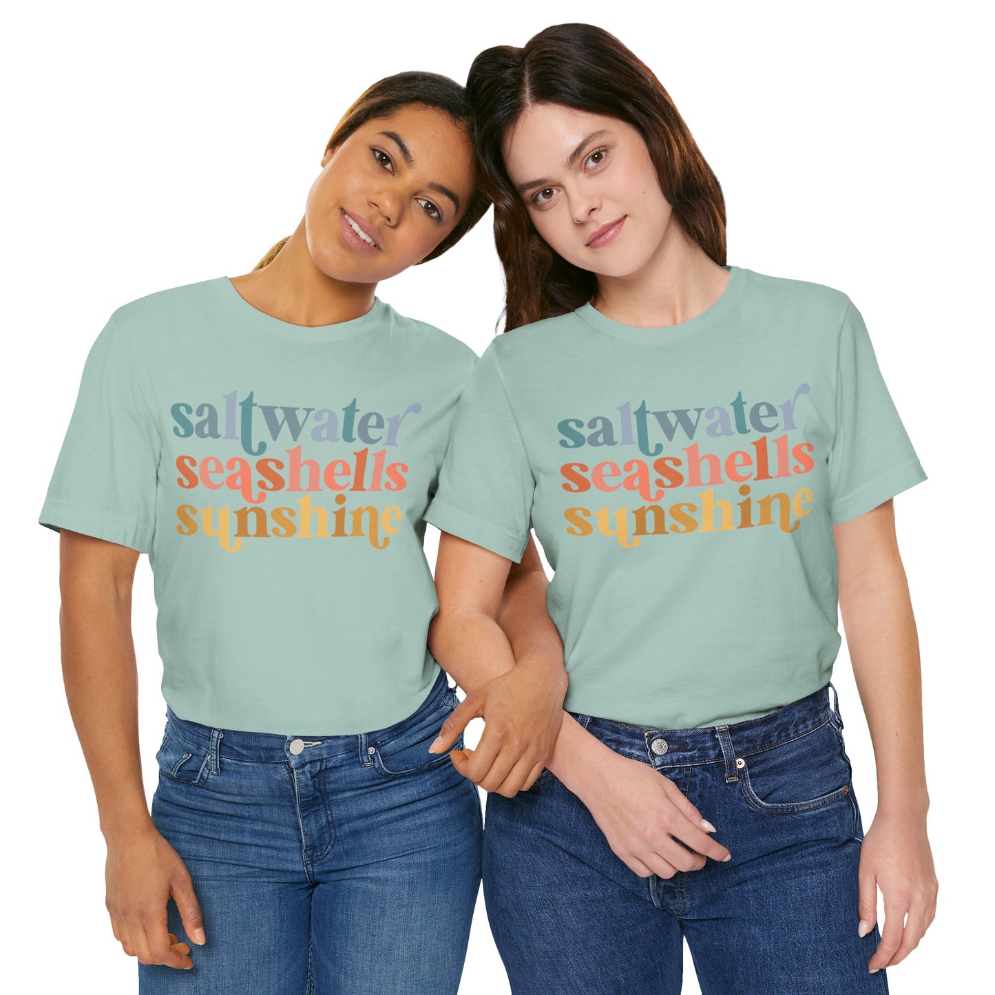 Coastal Vibes Unisex Jersey Tee - Saltwater Seashells Sunshine Design