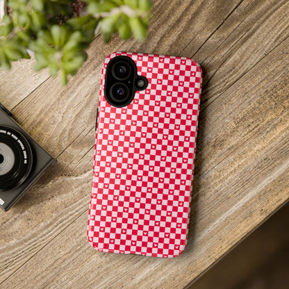 Red Checkerboard Heart Phone Case