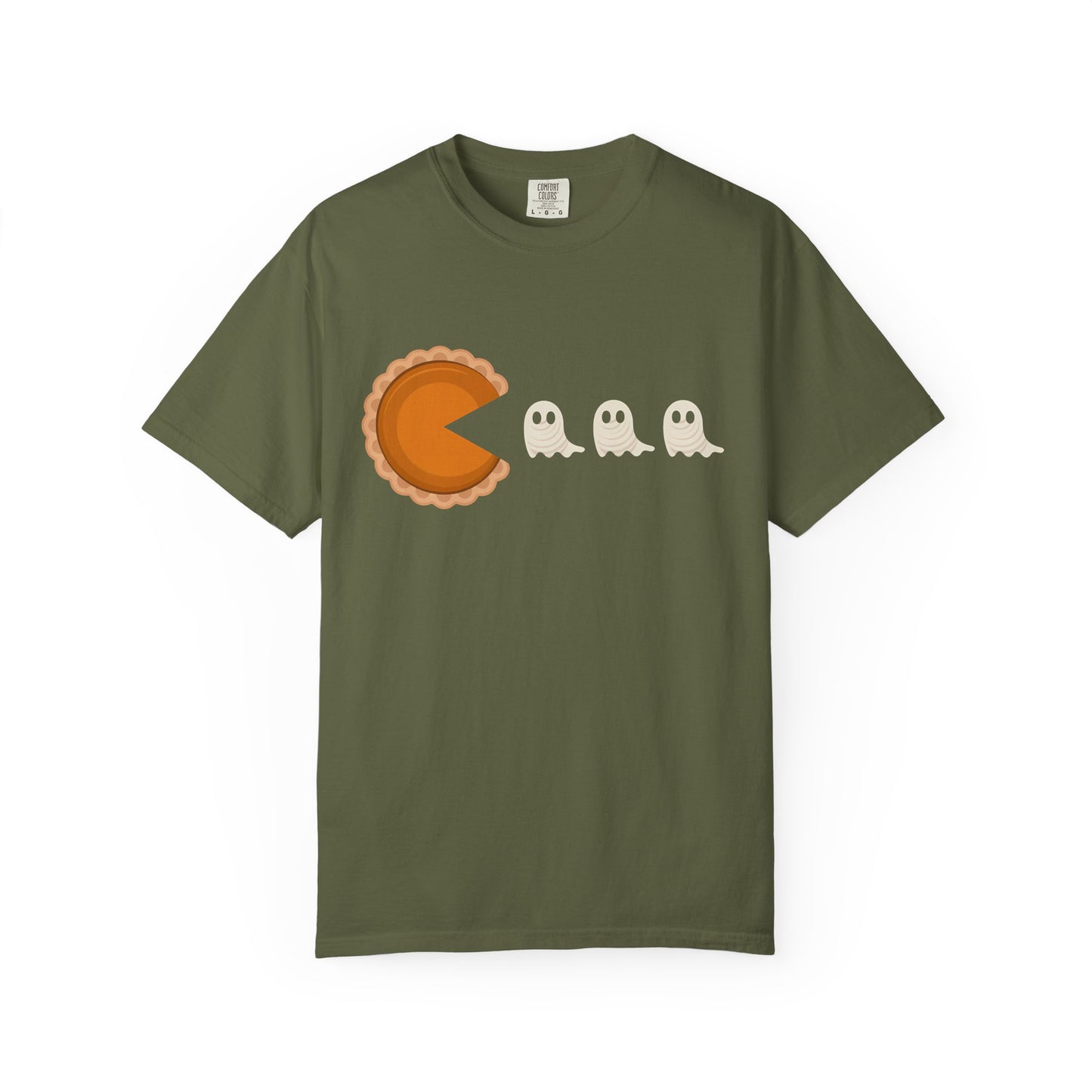 Pac-Man Pumpkin Pie Ghosts Unisex T-Shirt, Halloween Tee, Gamer Shirt, Fun Graphic Top, Gift for Gamers, Casual Wear