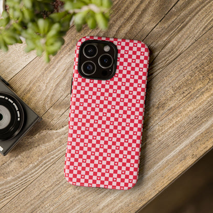 Red Checkerboard Heart Phone Case
