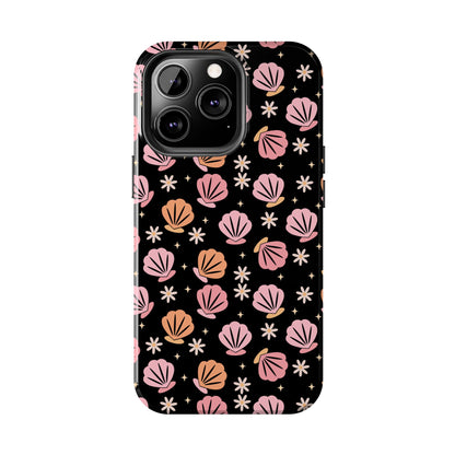 Floral Tough Phone Cases for Trendy Protection, Shell Pattern Phone Cover, Vibrant Floral Case, Girly Gift, Cute Tech Accessories