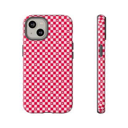 Red Checkerboard Heart Phone Case