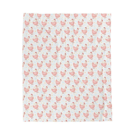 Cute Chicken Pattern Velveteen Plush Blanket, Cozy Throw for Kids, Nursery Decor, Baby Shower Gift, Sweet Dreams Blanket