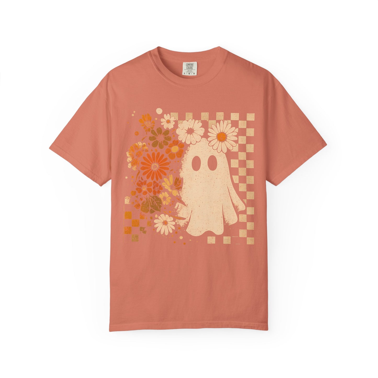 Whimsical Floral Ghost T-shirt, Casual Tee for Art Lovers, Perfect Gift for Halloween, Fall Fashion