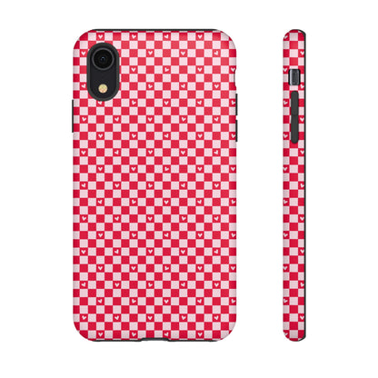 Red Checkerboard Heart Phone Case