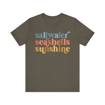Coastal Vibes Unisex Jersey Tee - Saltwater Seashells Sunshine Design