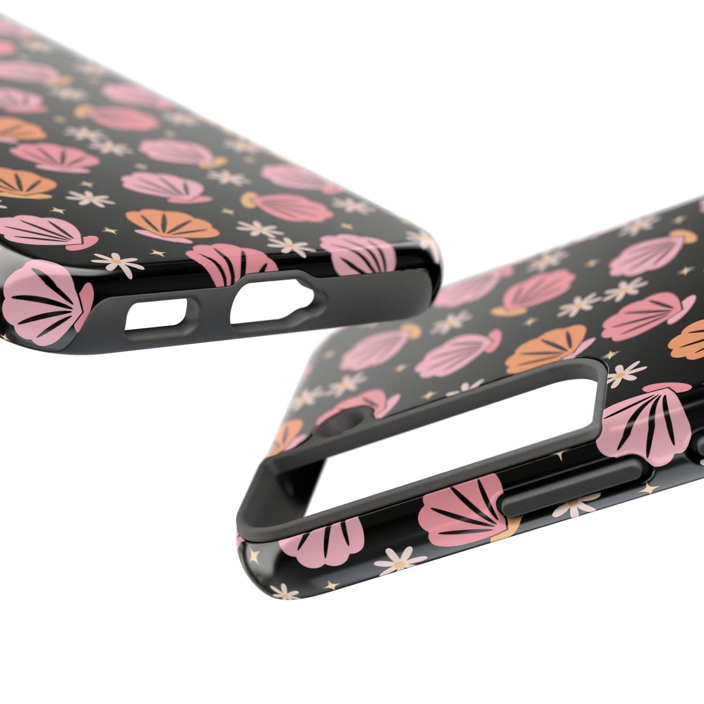 Floral Tough Phone Cases for Trendy Protection, Shell Pattern Phone Cover, Vibrant Floral Case, Girly Gift, Cute Tech Accessories