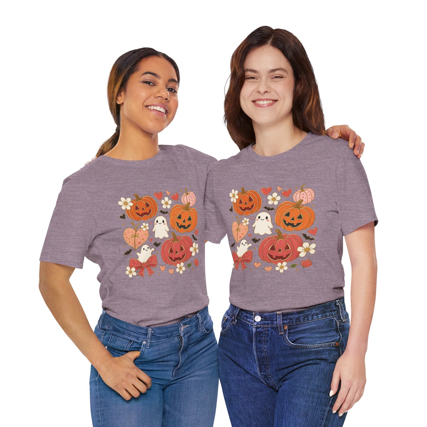 Halloween Ghost & Pumpkin Tee, Perfect for Fall, Halloween Parties, Cozy Autumn Wear, Unisex T-Shirt, Seasonal Gift Idea